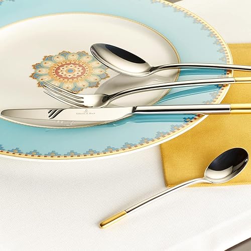 Miniatura 3 de Villeroy  Boch Ella Service 24 piezas exclusivo aplique de hojas de cubiertos de acero inoxidable para 6 personas parcialmente chapado en oro apto