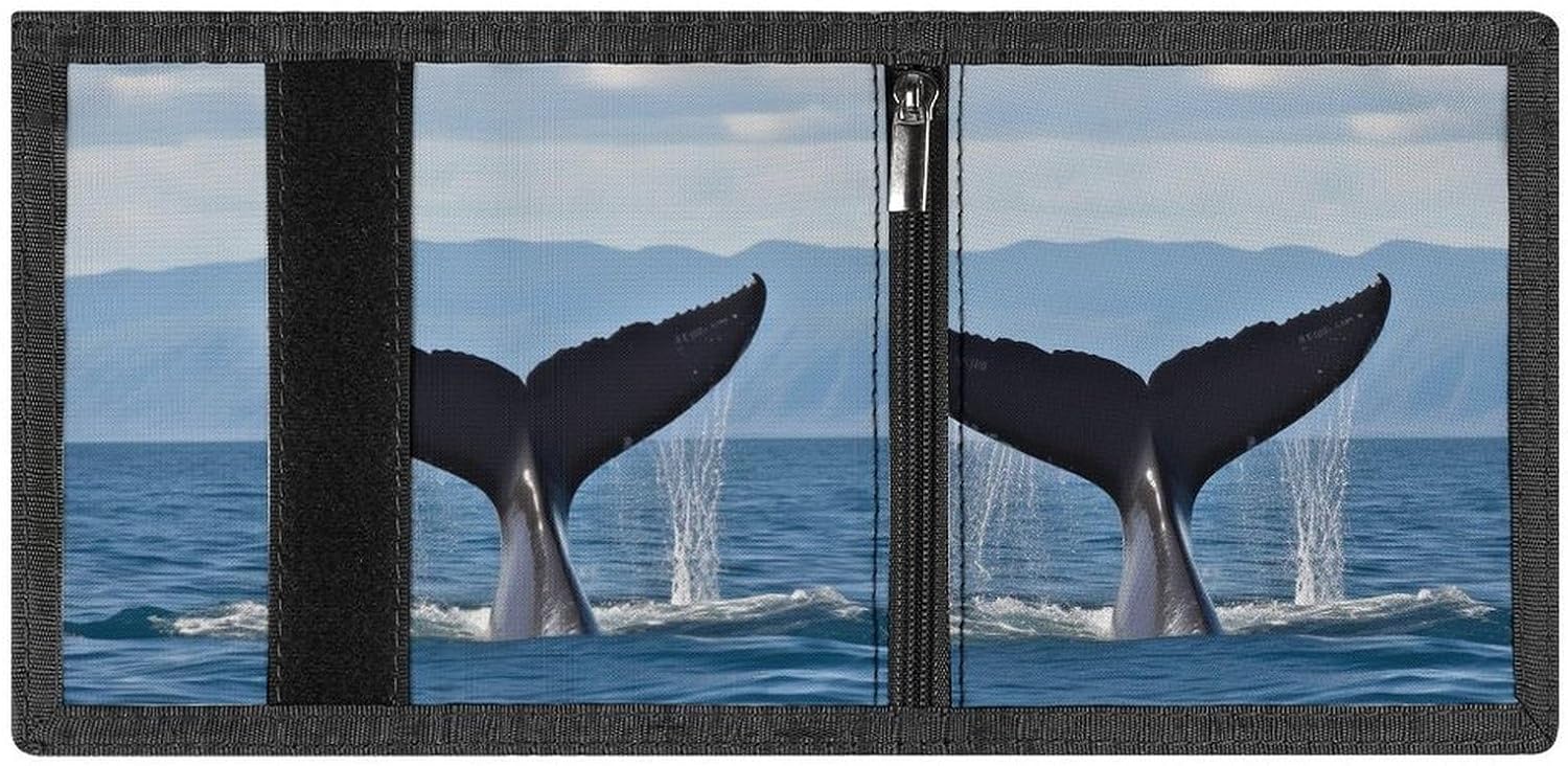 Whale Tail Trifold Wallet for Men, Slim Money Clip image 4