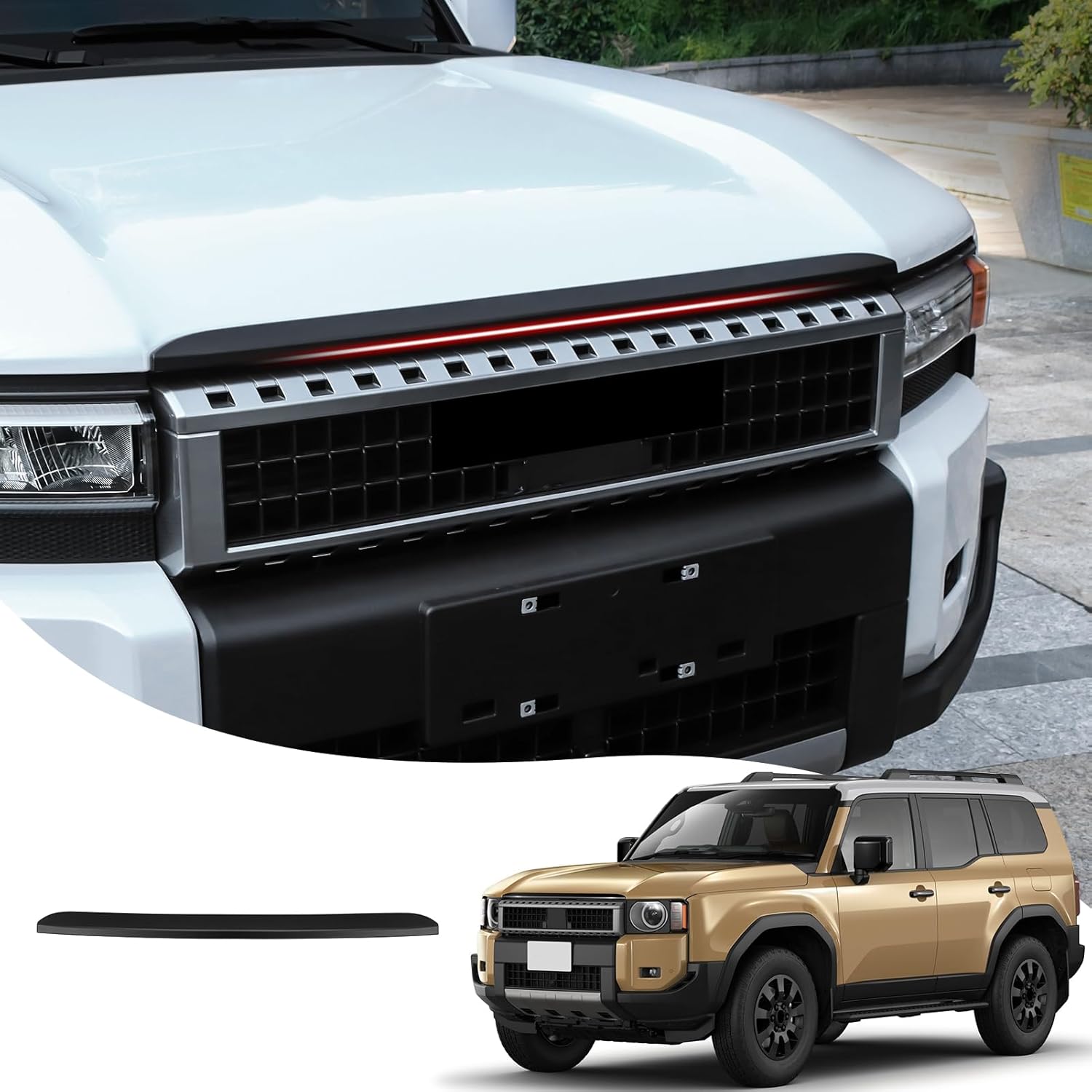 Hood Decorative Strip Suitable for 2024 2025 2026 Toyota Land Cruiser 250 1958 Prado Lc250 J250 Front Grille Highlight Strip Exterior Modification Accessories