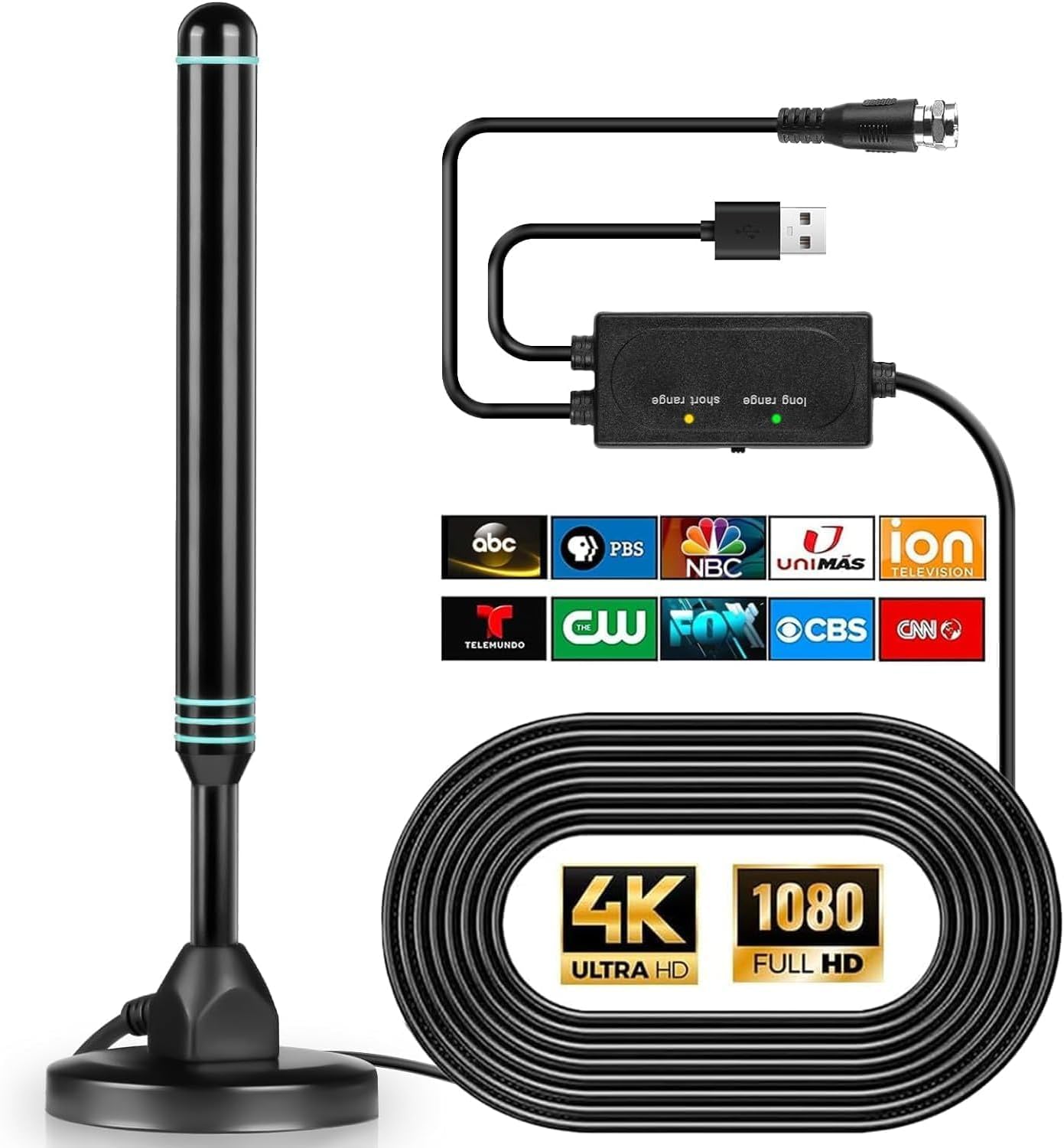 TV Antenna,TV Antenna Indoor, HD Antenna for Smart TV and All TV,TV Antenna for Local Channels,Support 4K 1080p with Signal Booster Antenna TV Digital HD Indoor & Outdoor