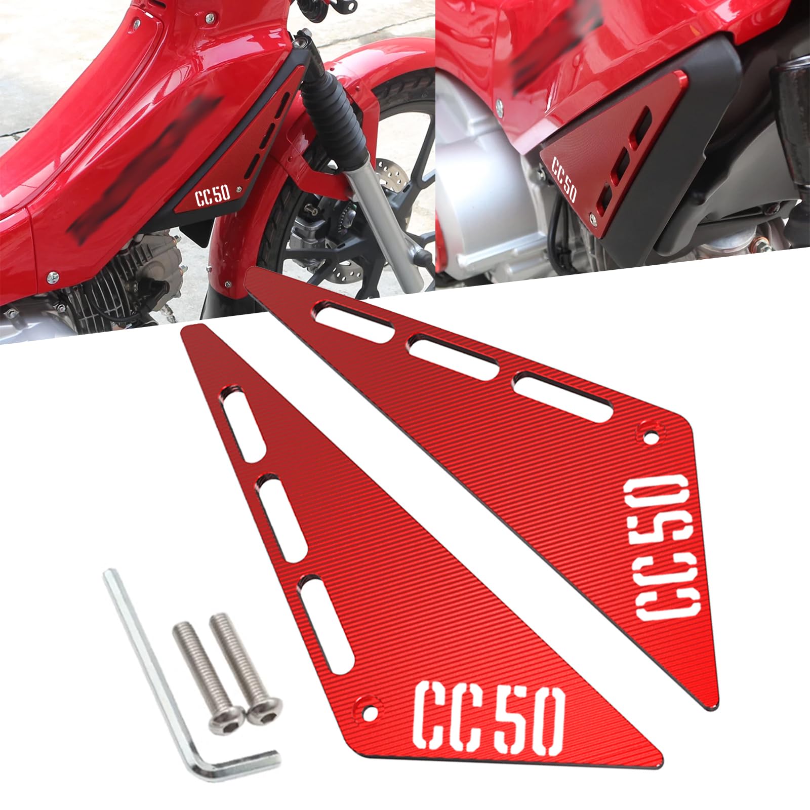 FOR クロスカブ CC50 Cross Cub cc50 2024 CNC アルミフロントパネルガードフレームカバー保護キット Cross Cub 安全ガードフレームカバー 装飾カバー クロスカブ cc50 Cross Cub cc50 2018-2024 オートバイアクセサリー (レッド) [並行輸入品]
