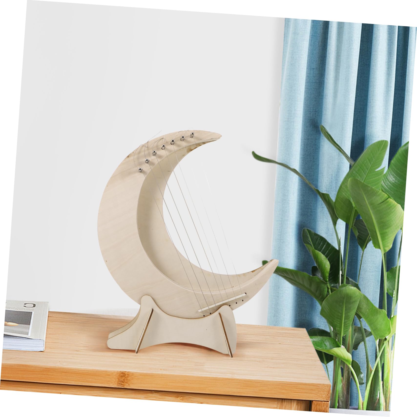 Toyvian Lyre harpe en bois à 7 cordes avec base portable en forme de lune instrument de musique pour débutants et enfants pour la pratique de la musique et la décoration de la maison
