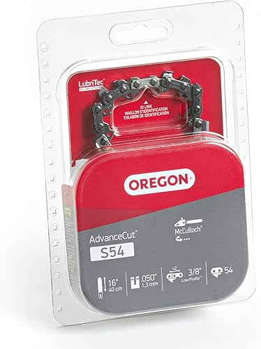 Miniatura 3 de Oregon S54 AdvanceCut Cadena de motosierra de repuesto para barras guía de 16 pulgadas, 54 eslabones de transmisión, paso 38 pulgadas, calibre .050