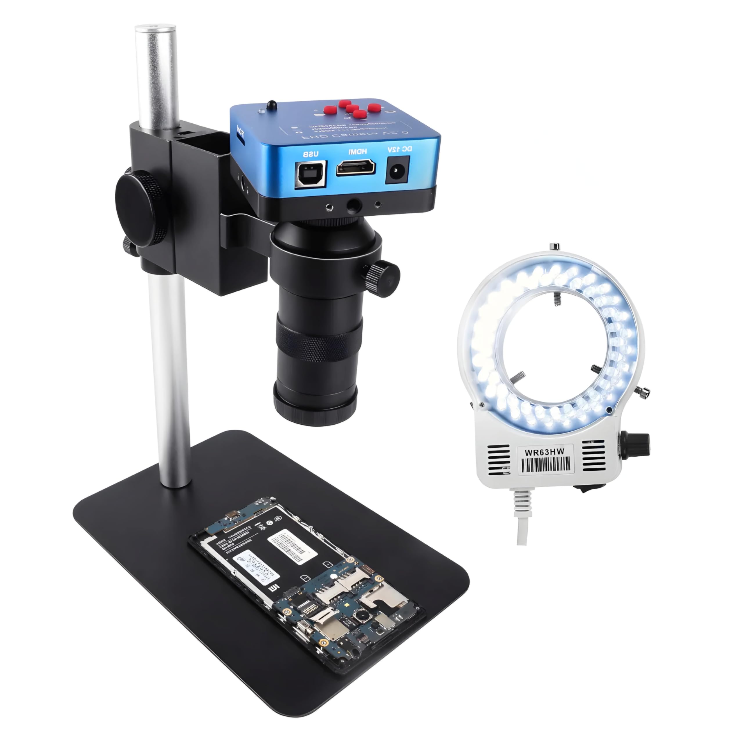 DKP Medicams Microscope Sets HD 13MP 60F/S HDMI VGA Industrial Microscope Camera+130X C Mount Lens+56 LED Ring Light for Phone Chip Repair-image-32