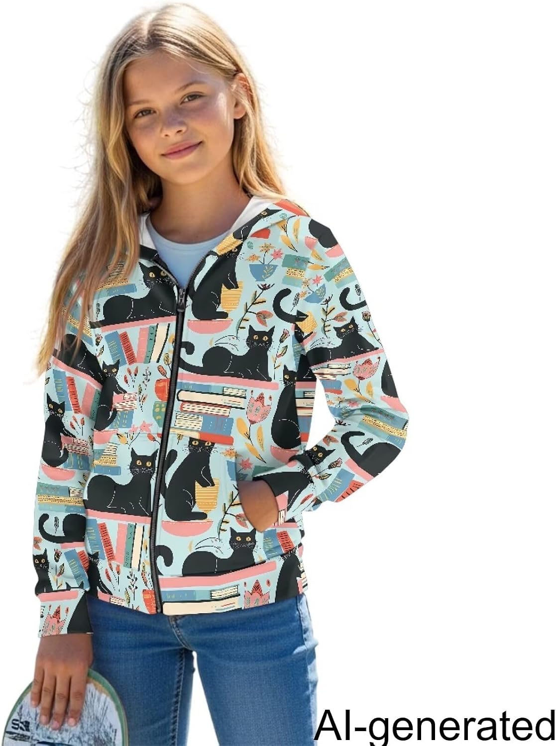 Fashion Zip Up Hoodie for Girls 6-16 Hoodies Sweatshirts Kids Zipper Jacket Fall Clothes Long Sleeve Hooded Coat