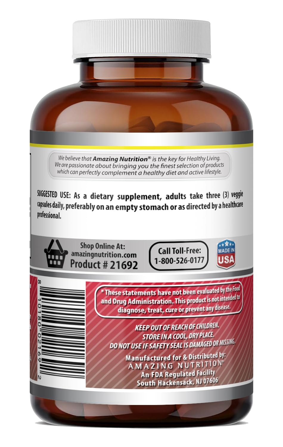 Amazing Formulas Acetyl L-Carnitine | 1500 per Serving Supplement | Vegetarian Capsules | Gluten-Free | Made in USA (1 Pack | 120 Count) — Amazon image 3