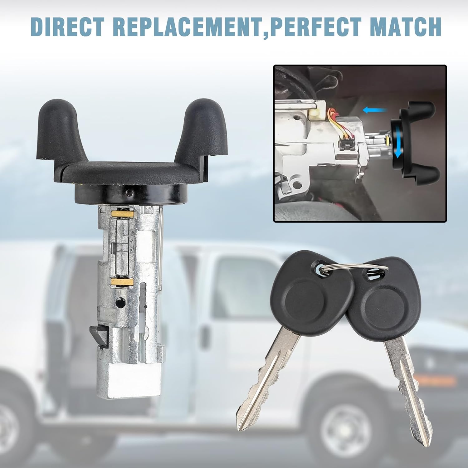 Ignition Switch Lock Cylinder With 4 Door Lock Cylinder Compatible With Chevy GMC Vehicle 2001-2007 Express 1500 2500 3500 Savana 1500 2500 3500, Replace#704600 + 706591 X 4 + 598007 X 2 (No chip)