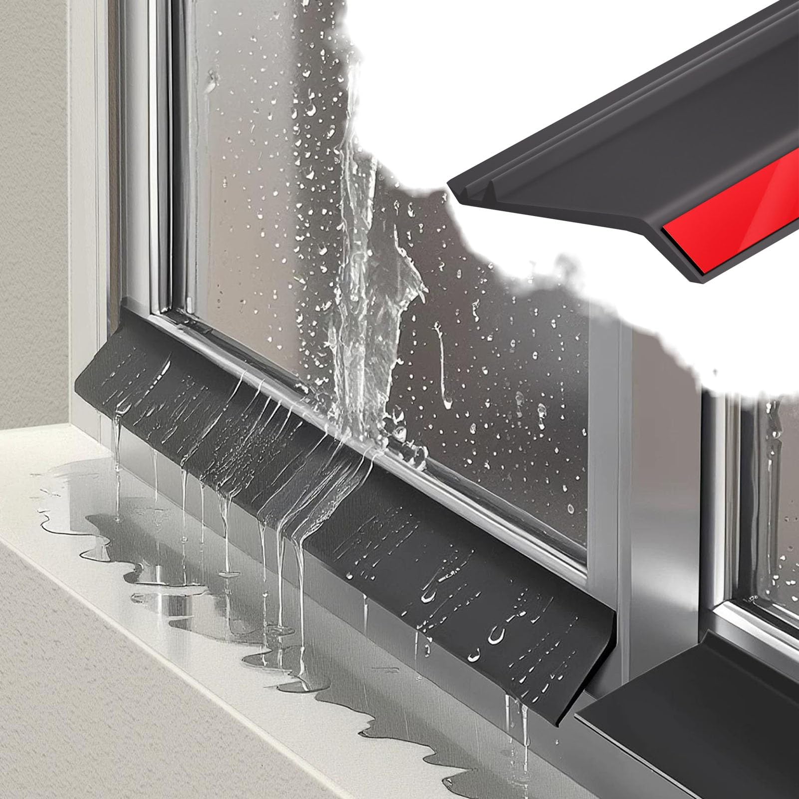 Vierteaguas Muro Exterior Borde de Goteo de La Puerta | Deflector de Lluvia para Ventanas Exteriores Autoadhesivo, Tira Barrera pe Agua Recortable para Alféizares de Voladizos