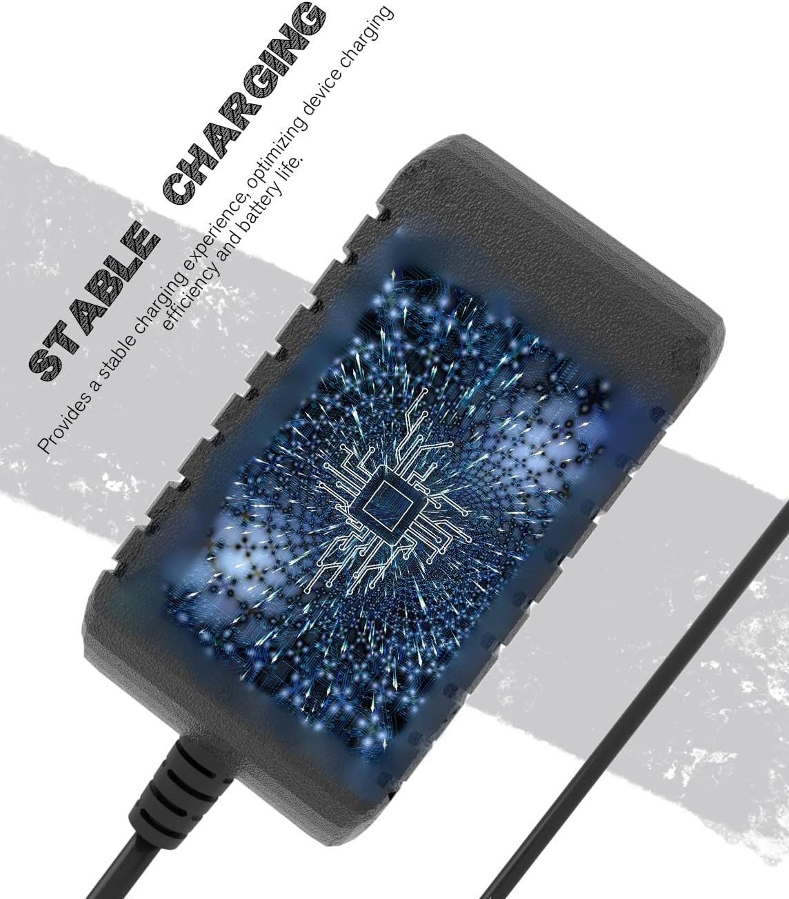 Stable Charging graphic with circuit board illustration inside the adapter