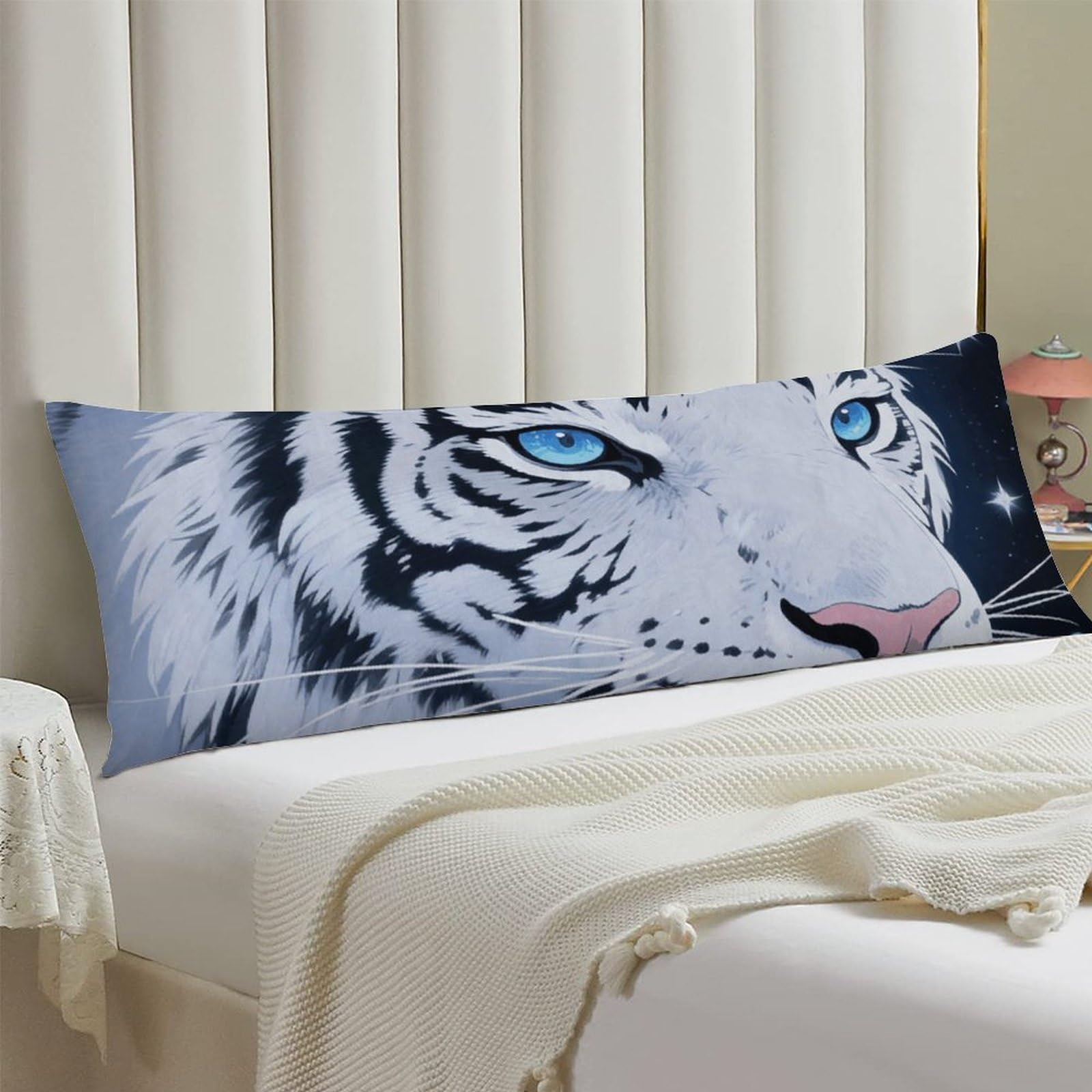 Body Pillow Cover 20x54 Long Pillow Case with Invisible Zipper Breathable Microfiber Tiger and Moon Pillowcase Soft Cozy Protector for Bedroom Couch Sofa Bed Home Decor All Seasons
