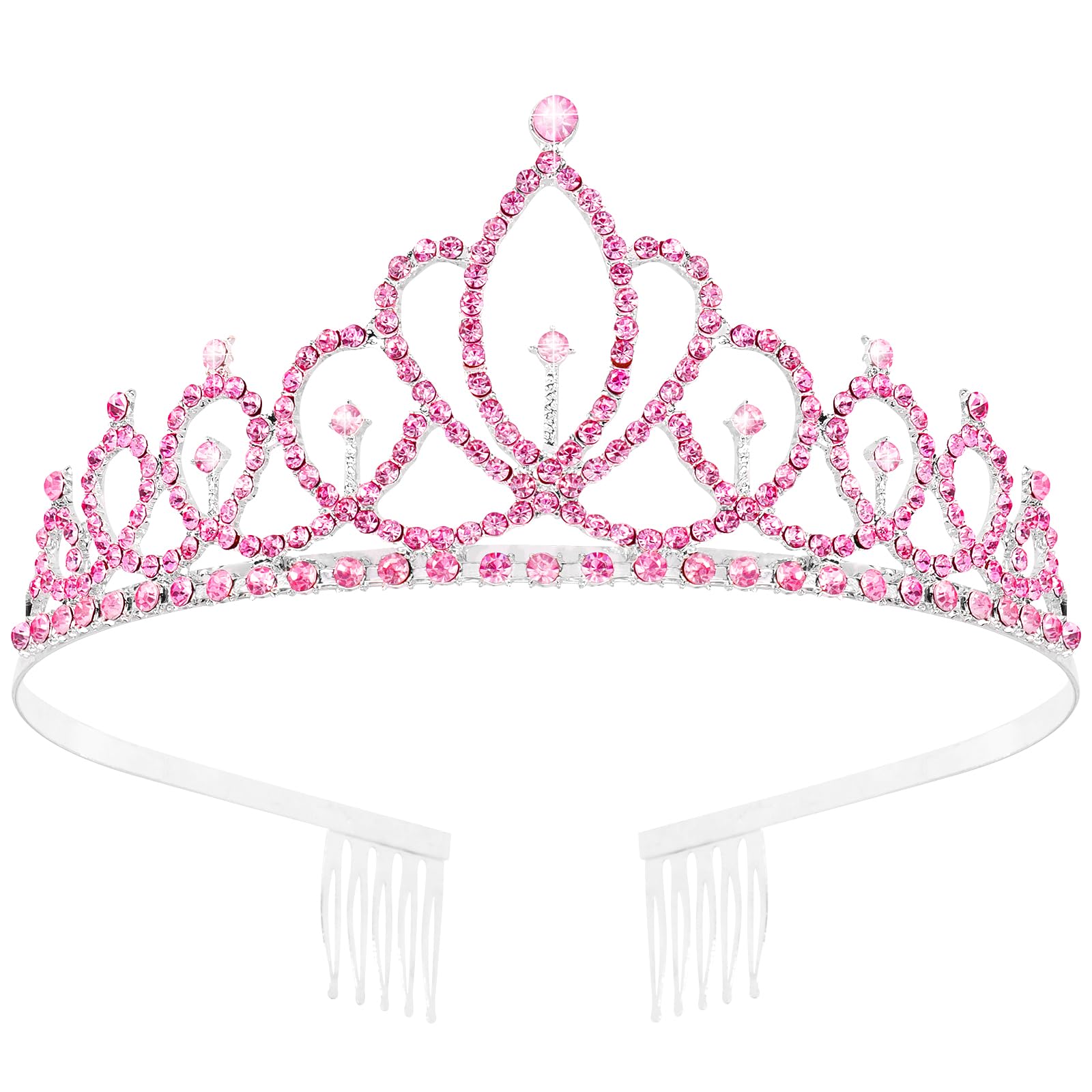 Tihebax Tiaras for Women Princess Crowns Wedding Bridal Tiara Pink Birthday Tiara Birthday Crowns, Coronas Para Niñas, Crystal Prom Tiaras Pageant