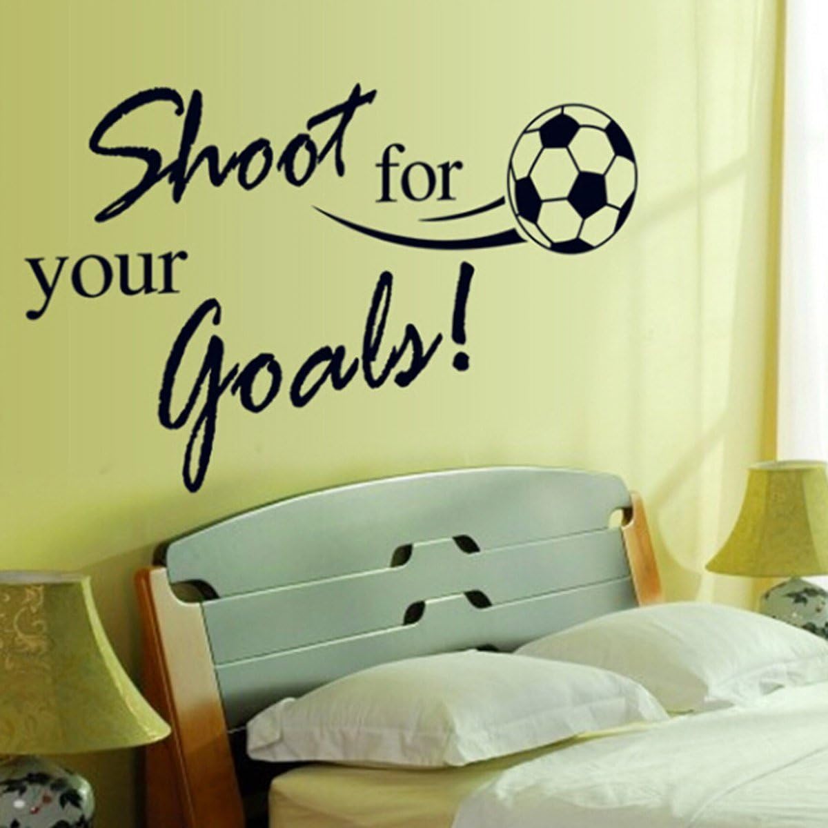 BPA Kids Sports Learning Removable Wall Stickers Decals DIY Boys Room Decor Murals Shoot for Your Goals Soccer Football Quotes Motivational Lettering Vinyl Wall Arts Decals 32 inches x 24 inches