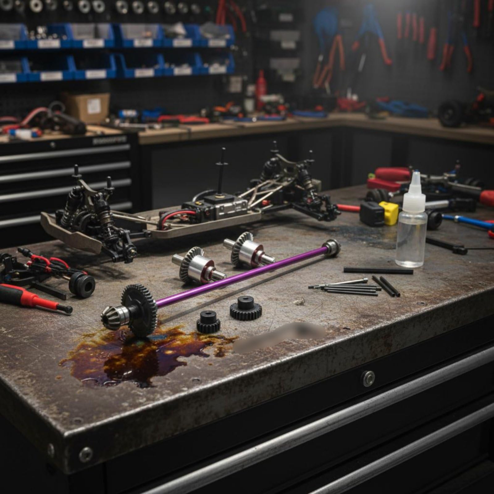 Caja de Cambios para Coche RC Transmisión Diferencial Engranajes Conjunto Metálico con Rodamientos para Reducir Fricción y Prolongar Vida, Azul Cielo