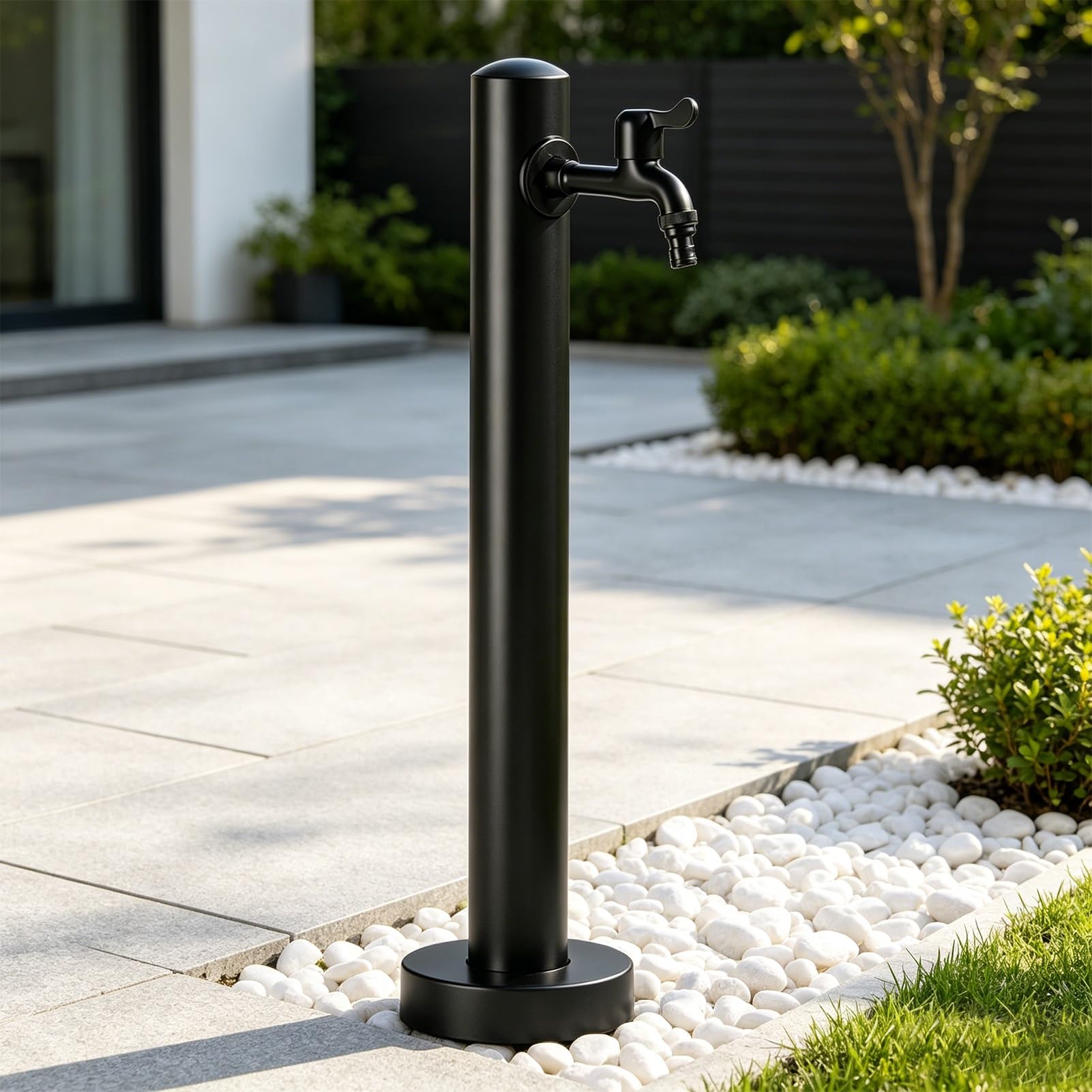 Lonmrrton A Stainless Steel Outdoor Water Faucet Column - Frost Proof Pedestal Garden Spigot With Mounting Ccessories - Floor Mount Yard Hydrant For Patio Lawn Vill Poolside Washing(,Height: 95Cm/37.4In)