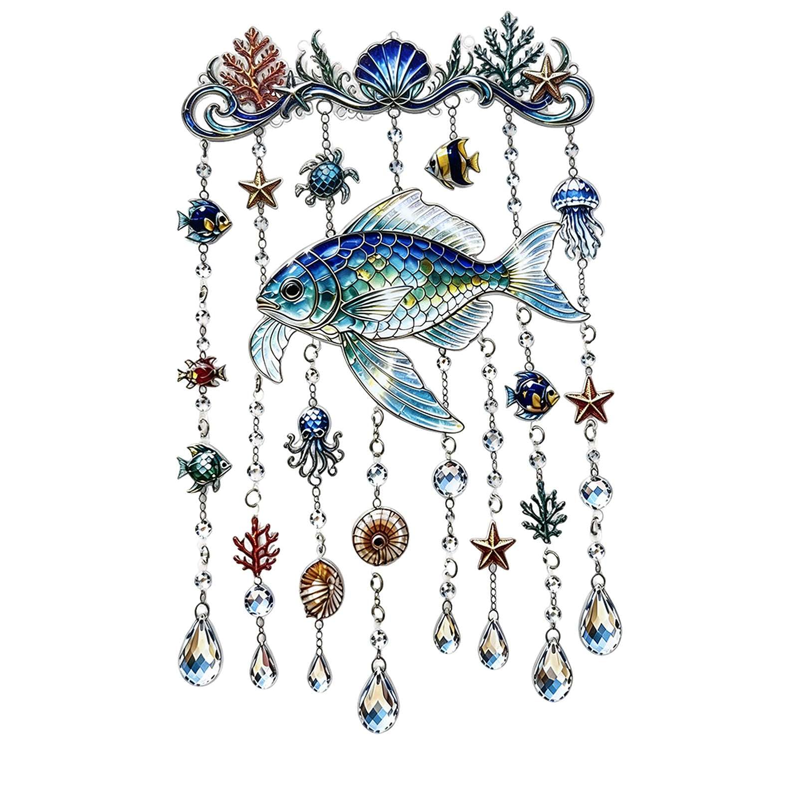 Ocean-Themed Crystal Wind Chime -Sparkling Ocean Escape To Your Garden