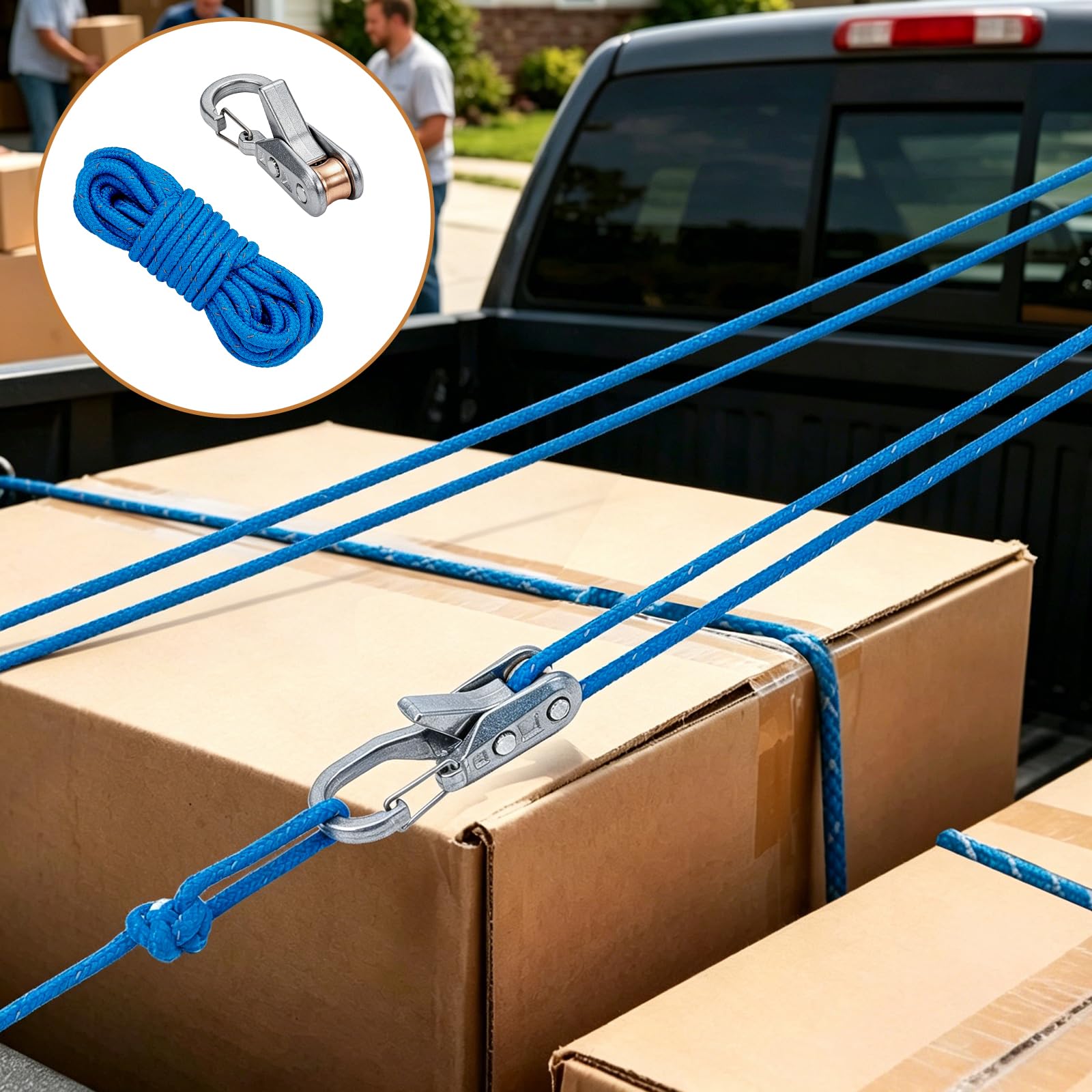 8er-Set Seile mit Seilrollenspanner, Robustes, einziehbares Seilspannwerkzeug, Outdoor-Seilwerkzeug mit arretierbarem Spanner für Camping, Wandern, Bootfahren und den Haushalt