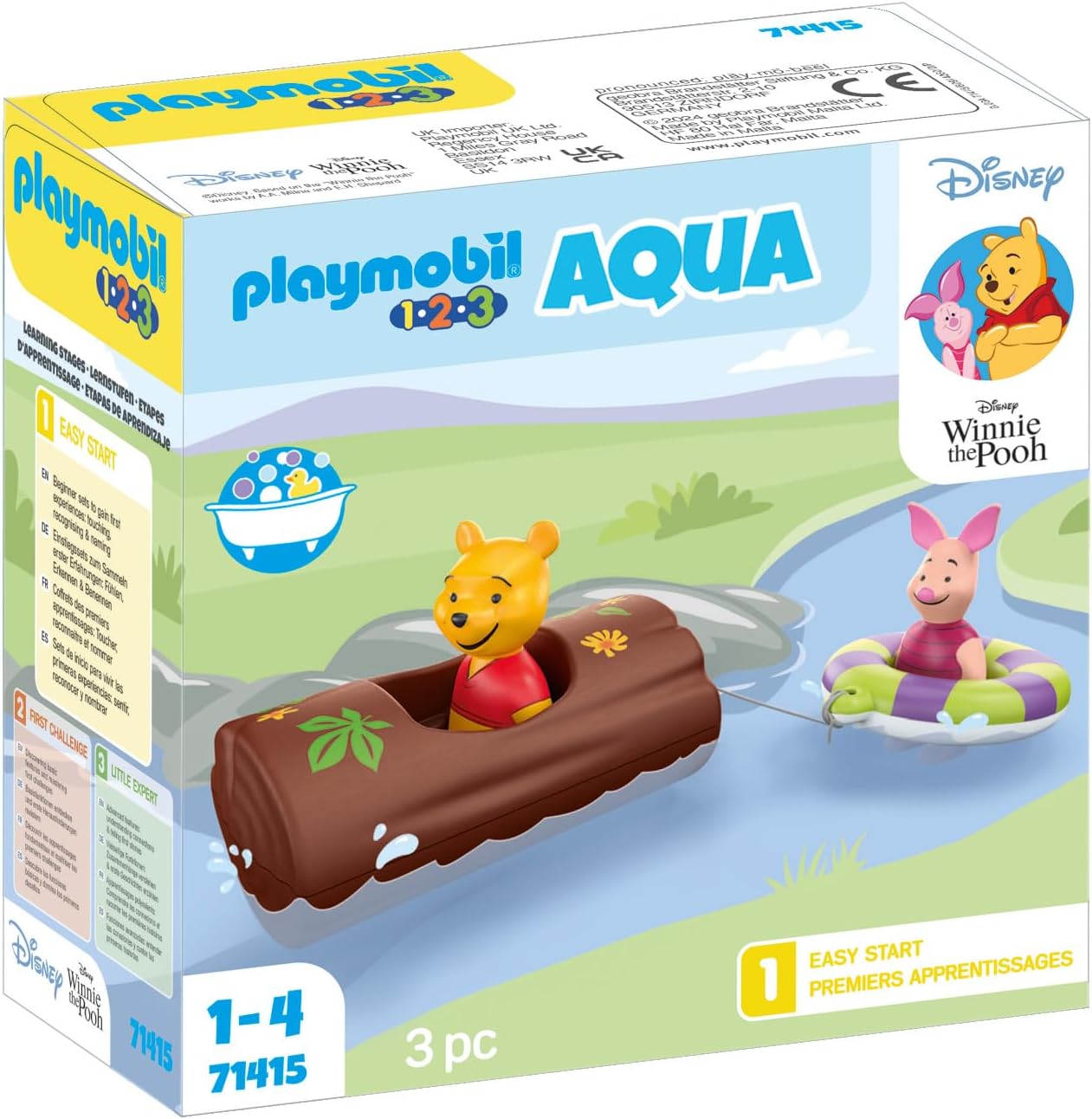 Playmobil71415 1.2.3 AQUA & Disney: Winnie's & Piglet's Water Adventure, educational toys for toddlers, gifting toy and fun imaginative role-play, playsets for children ages 12 months+