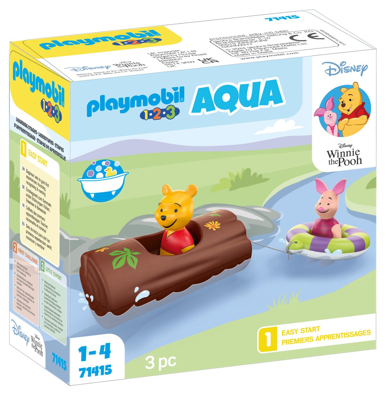 Playmobil71415 1.2.3 AQUA & Disney: Winnie's & Piglet's Water Adventure, educational toys for toddlers, gifting toy and fun imaginative role-play, playsets for children ages 12 months+