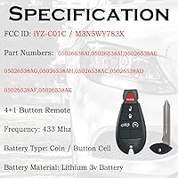 Vista 3 de Llavero de Mando a Distancia FOBIK Reemplazo Compatible con Dodge Challenger 2008 2009 2010 2011 2012 2013 2014 Charger 2009-2013 Durango 2009-2013