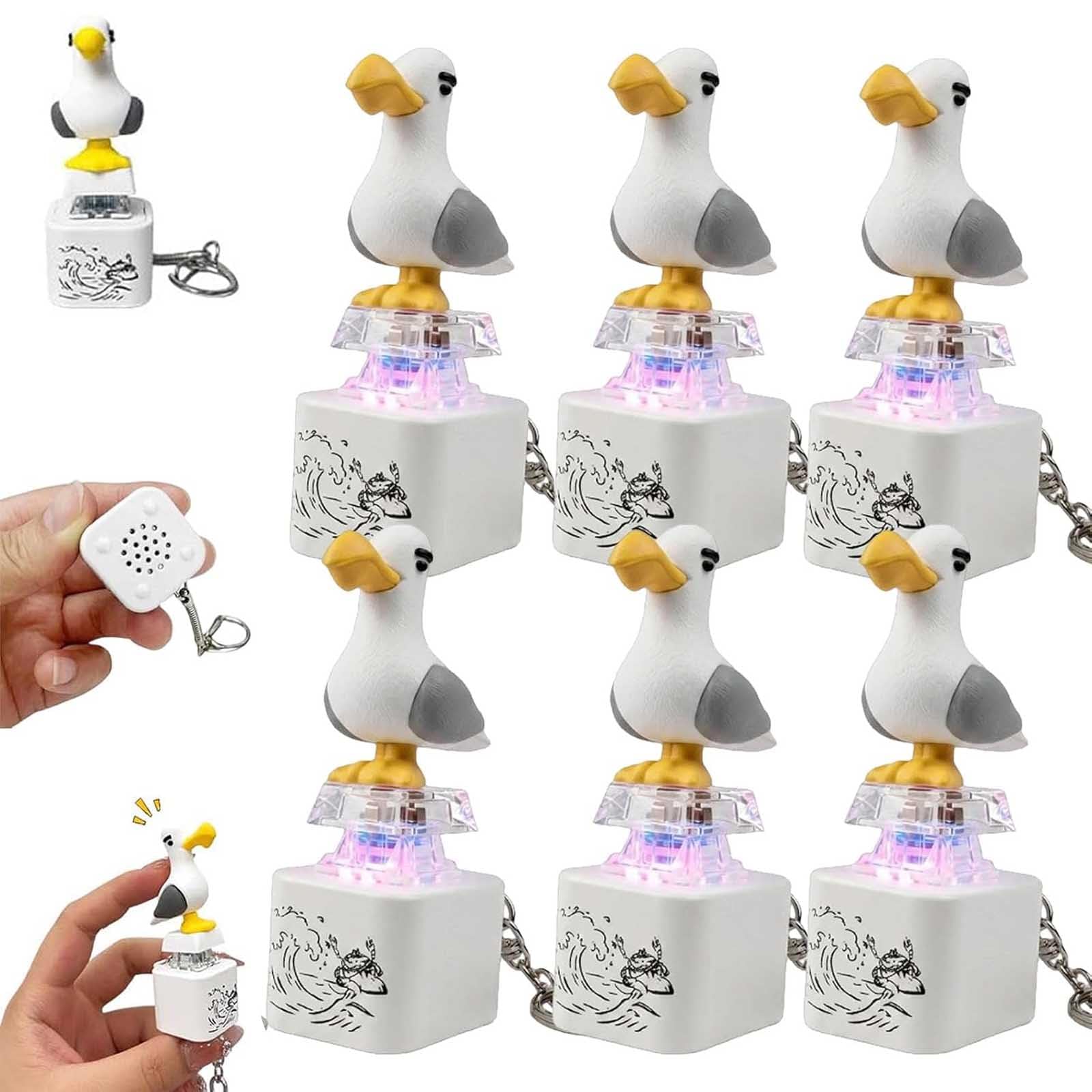 Portachiavi Gabbiano "Mine!", Gadget Fidget Ricaricabile con Suono Reale Luce LED, Interattivo Divertente per Scrivania (a6)