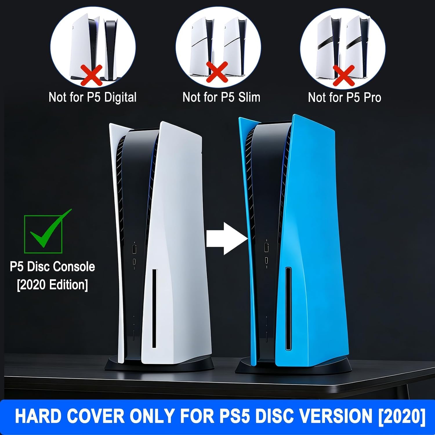 arVin Piastra laterale di ricambio per PS5, copertura di ricambio per console PS5, accessori antipolvere per console PS5, custodia in ABS (blu stella, versione disco)