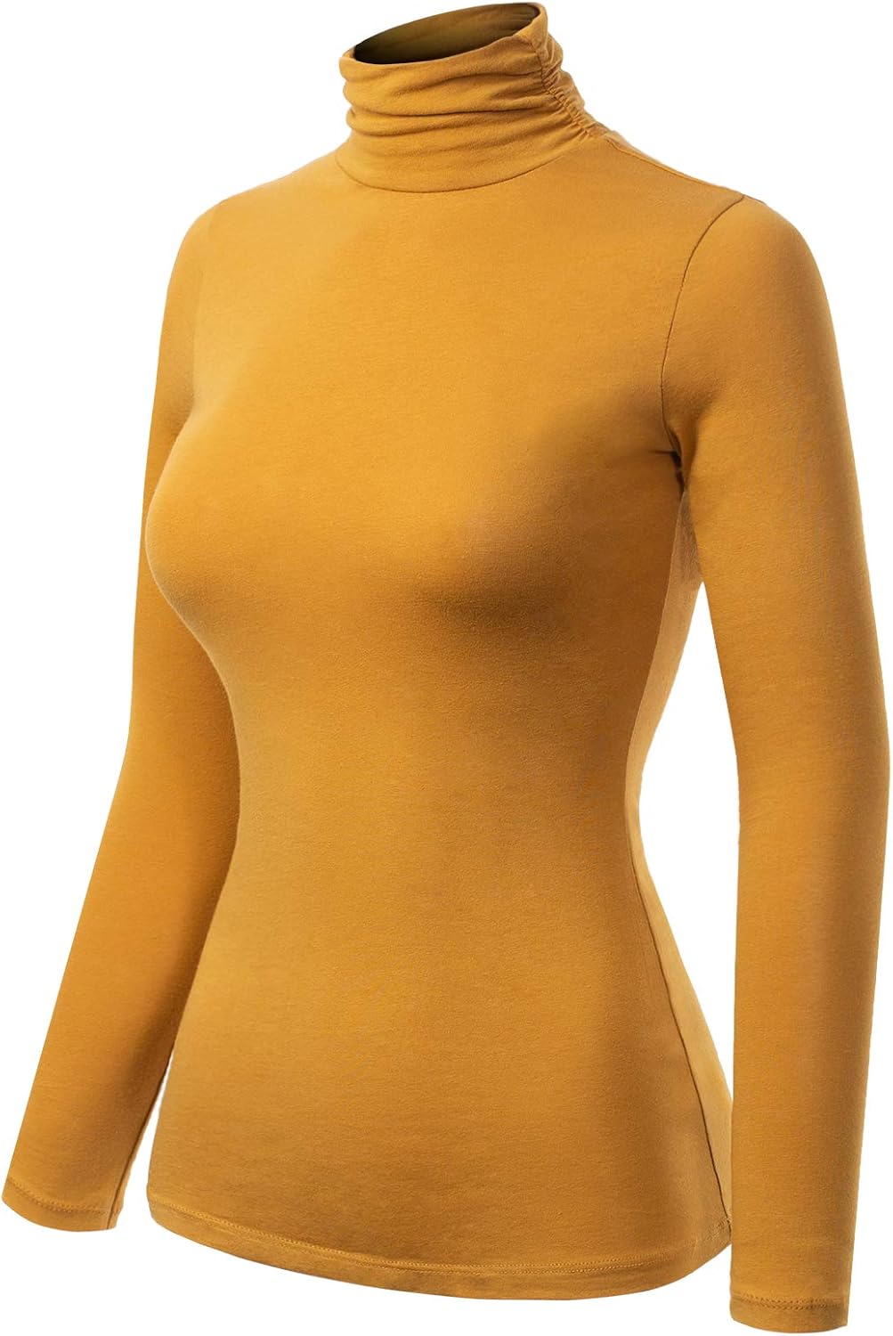 MixMatchy Women's Basic Long Sleeve Turtle Neck Slim Fit Top Shirt - Image 2