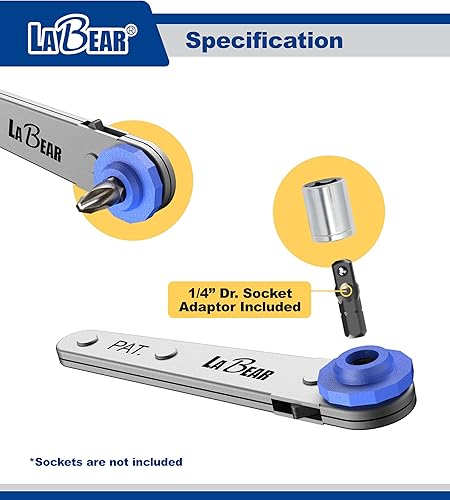 Miniatura 5 de LABEAR Juego de llaves de trinquete de perfil ultra bajo con accionamiento de 12 piezas, acero al cromo vanadio