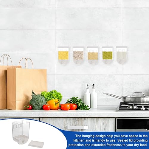 Miniatura 2 de DOITOOL Dispensador de cereales montado en la pared, contenedor de almacenamiento de alimentos de 33.3 onzas con tapa hermética para organizador