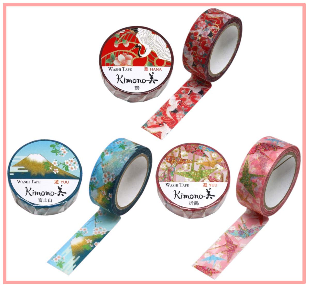 Washi Masking Tape Trio: Crane, Origami & Mt. Fuji