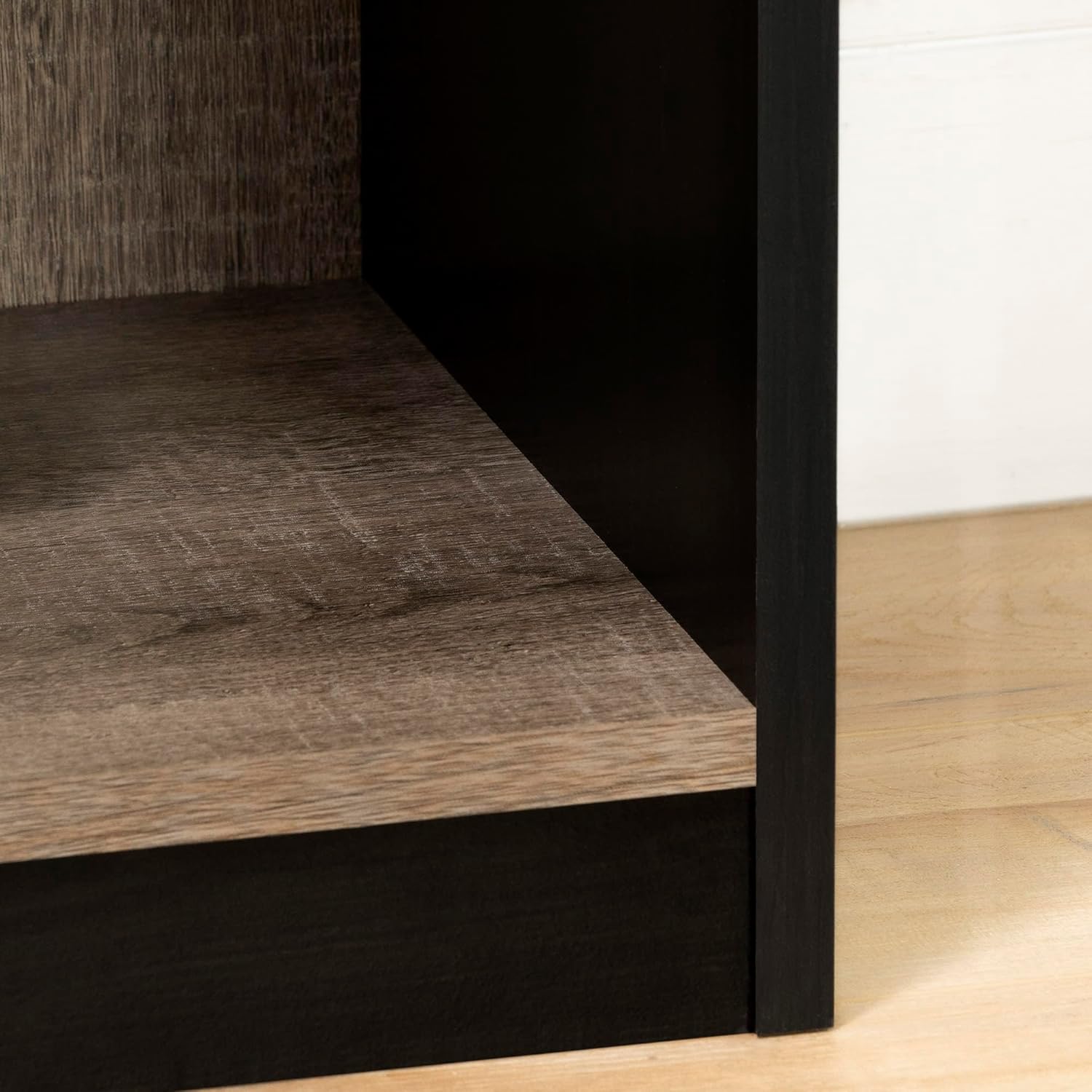 South Shore Axess 5-Shelf Narrow Bookcase, Weathered Oak and Ebony