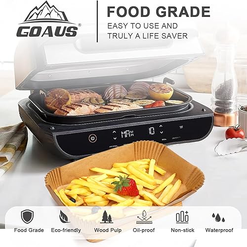 Miniatura 2 de GOAUS Forros de papel pergamino de 12.5 x 8 pulgadas para horno tostador freidora de aire, papel rectangular desechable, ajuste Ninja Foodi FG551