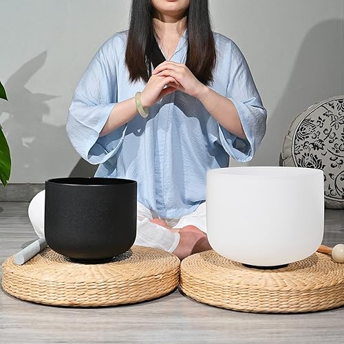 Miniatura 2 de Juego de 2 cuencos de cristal Yin y Yang de 8 pulgadas, color negro y blanco de 10 pulgadas