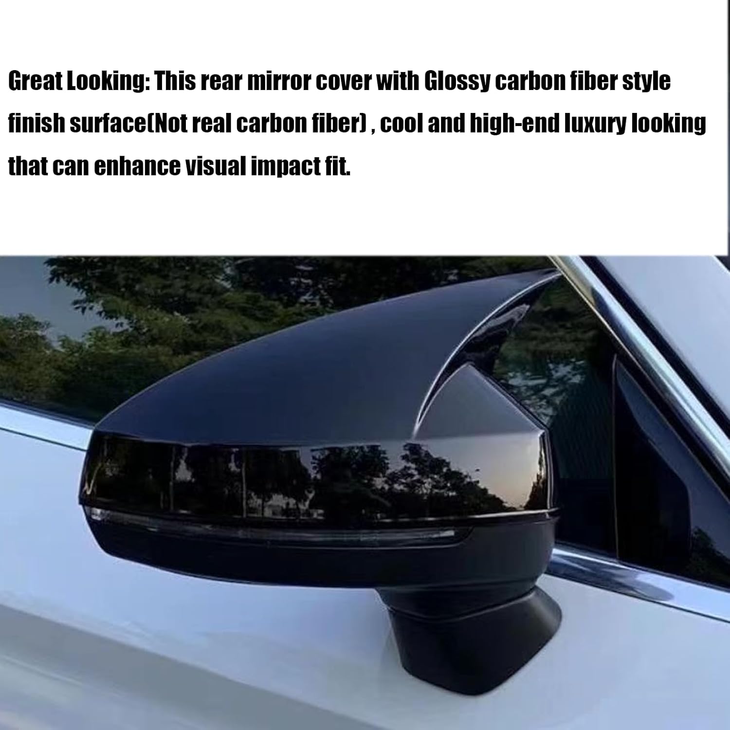 Rear View Mirror Cover Cap Fit for 2017-2024 Audi A4 B9 A5 S4 17 18 19 20 21 22 23 2024 Audi A4 B9 A5 S4 Exterior Side Mirror Caps Decoration Trims, 2 pack (Glossy Black)