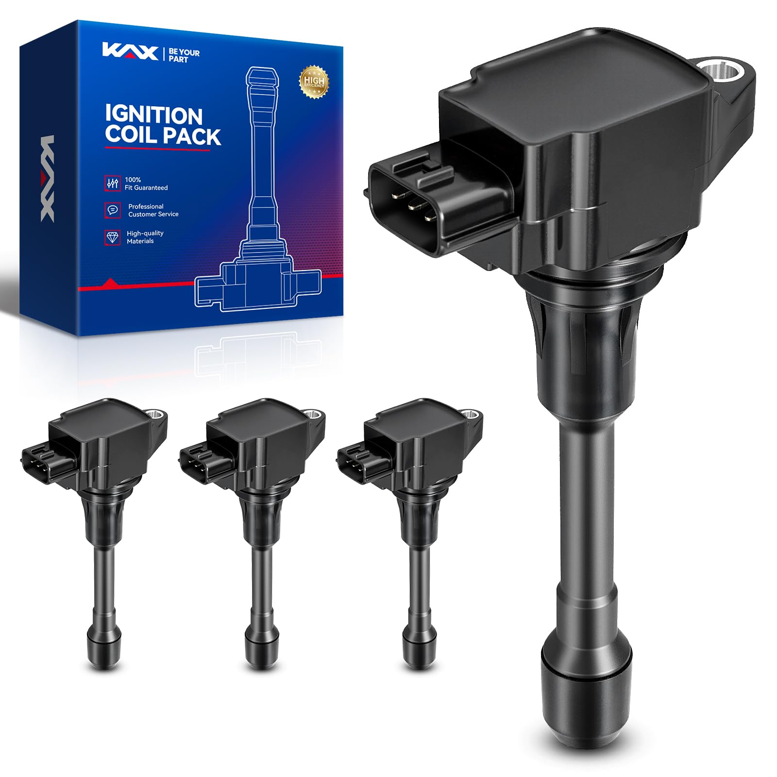 KAX UF719 Pack of 4 Ignition Coils for Nissan Versa and Versa Note