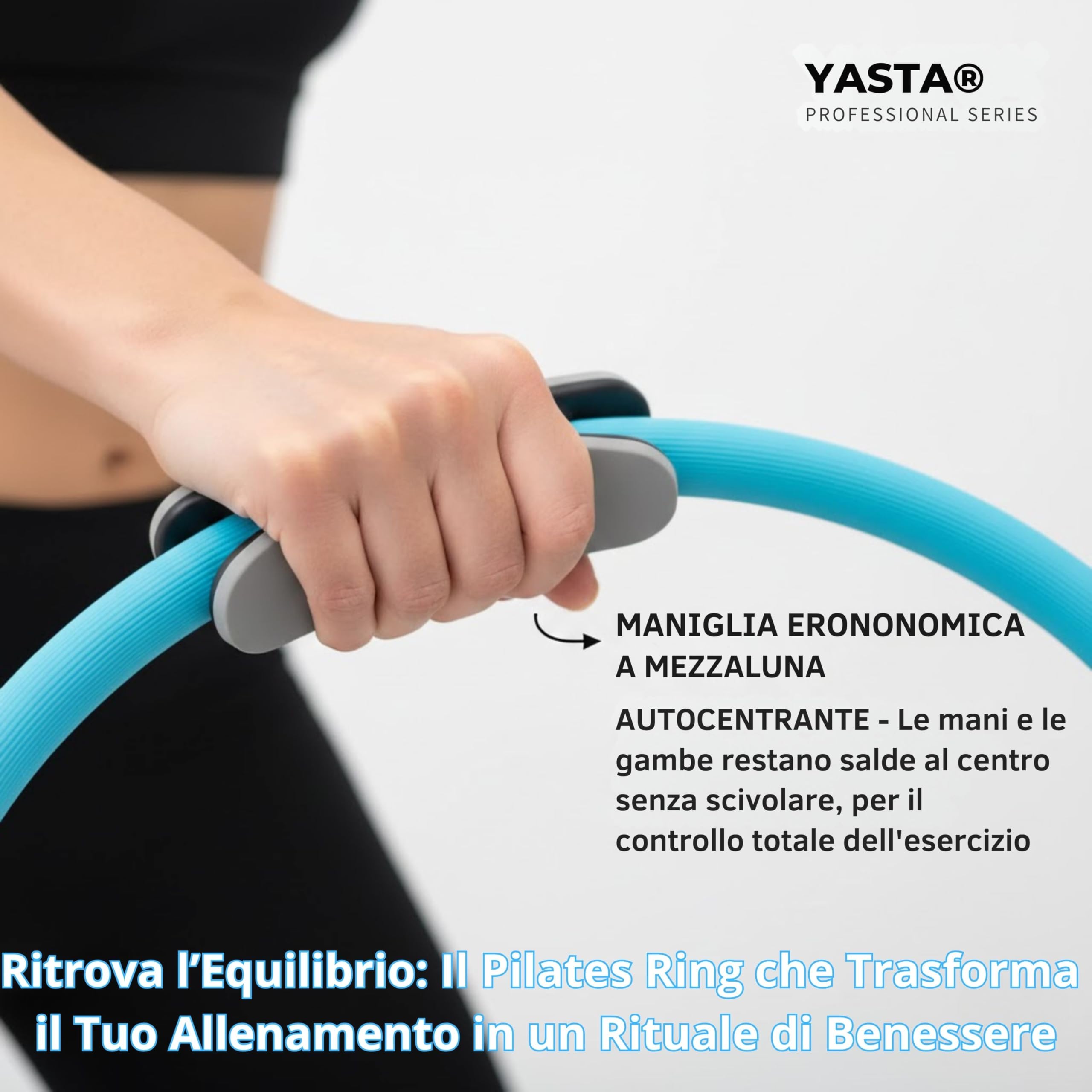YASTA Pilates Ring 37 cm - Anello Pilates per Allenamento Resistenza Braccia, Gambe e Glutei - Cerchio Magico con Impugnature Ergonomiche Doppie per Yoga, Fitness e Home Gym - Leggero e Portatile
