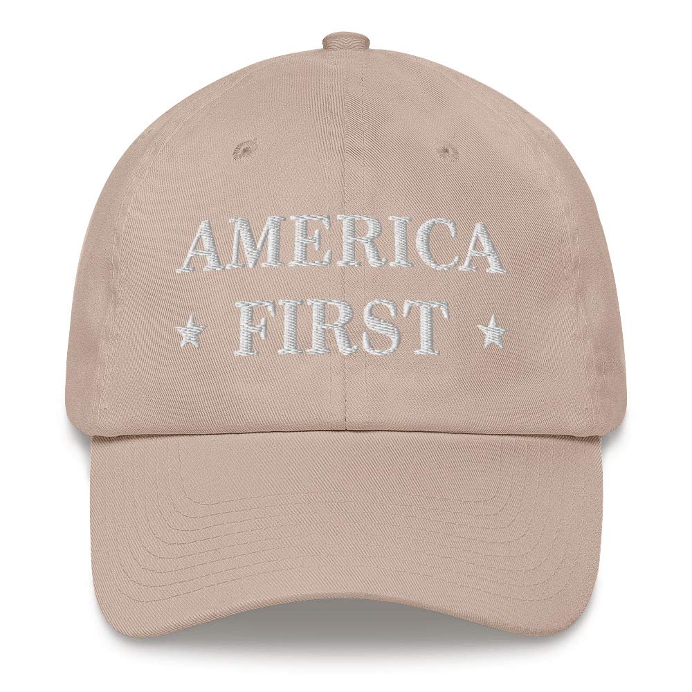 America First Hat (Embroidered Dad Cap) USA Patriot, July 4th Pride Stone