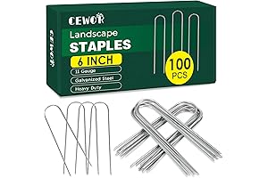 CEWOR 100 Pack Drip Tubing Stakes: 6-Inch, 11-Gauge U-Shaped Pegs for Drip...