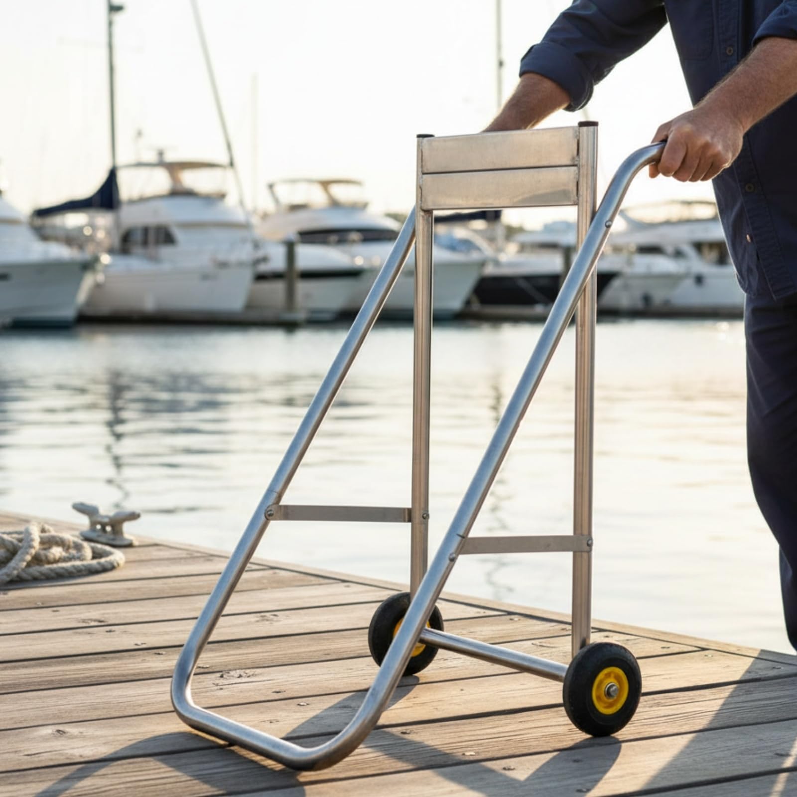 kowaku Carrello Motore Fuoribordo Carrello Motore Marino Supporto Trolley Pieghevole Struttura in Acciaio Inox con Ruote Compatte E Impugnature Sicure per, Style to 2