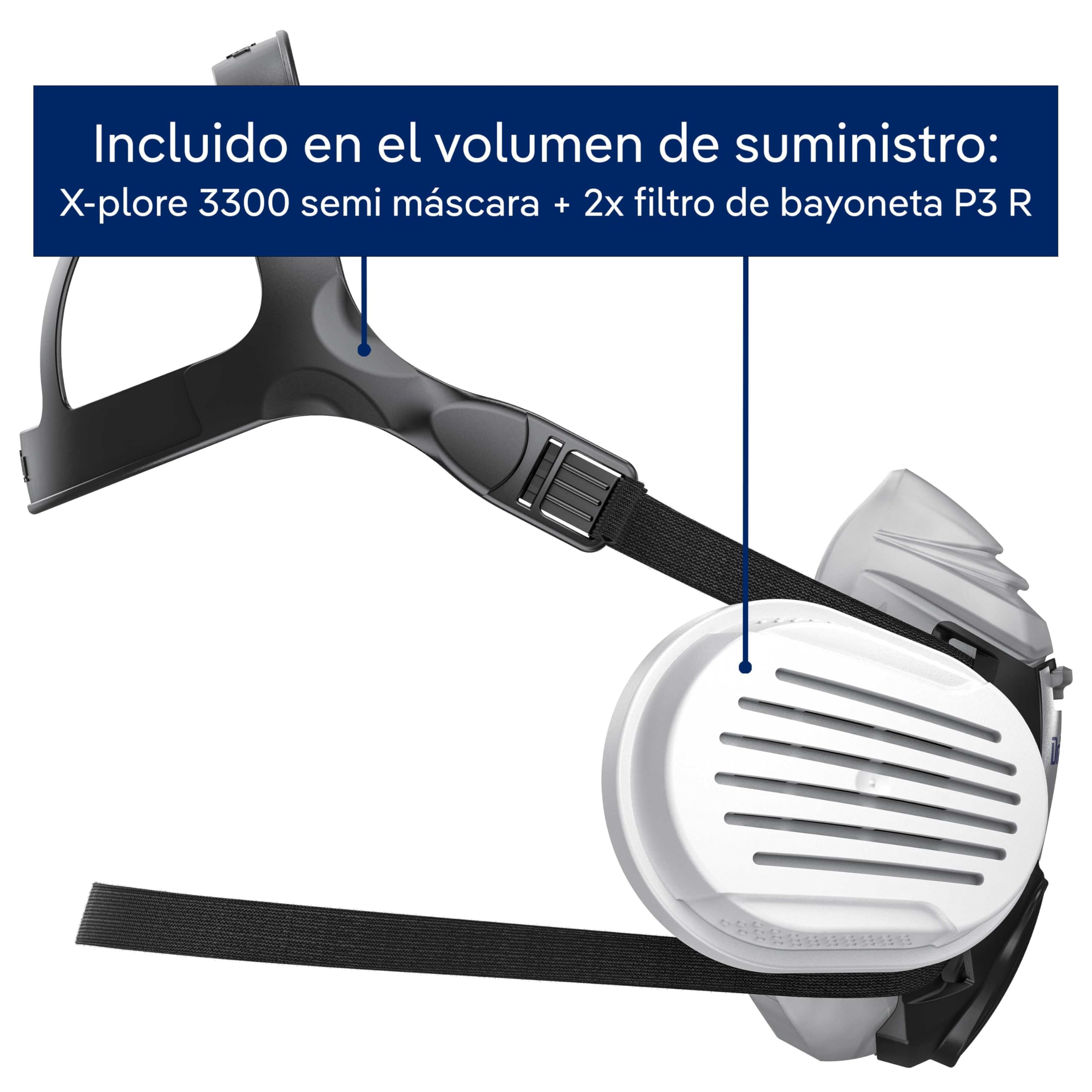 Dräger X-plore 3300 - Máscara de polvo y artesanía con filtros P3 resistente al agua contra partículas finas diferentes tallas