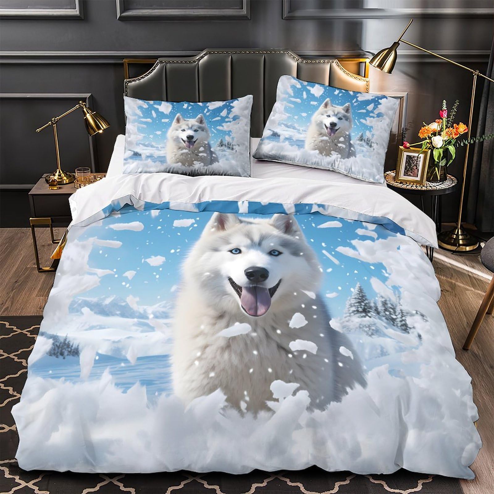 Housse de Couette Microfibres Léger Husky 260x220cm Adulte et Famille