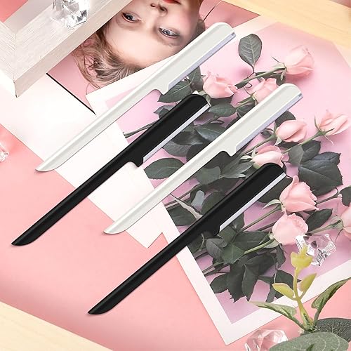 Miniatura 6 de 10 piezas de maquinilla de afeitar de cejas para mujer, afeitadora facial, moldeador de cejas, herramienta de modelado con cubierta (negro, blanco)