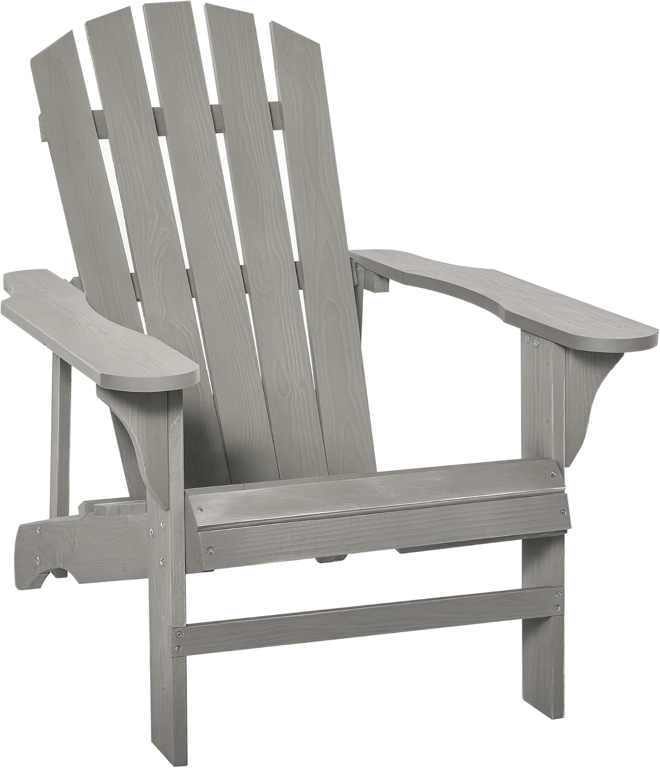 Outsunny fauteuil adirondack gris effet vieilli bois massif