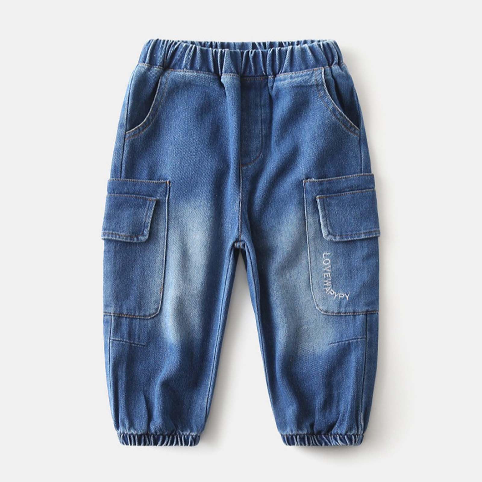 Genérico Pantalones Baggy Niño Pantalones Vaqueros Desgastados con Bolsillos para Niños Pequeños - Ropa Cómoda y Casual para el Colegio y Uso Diario