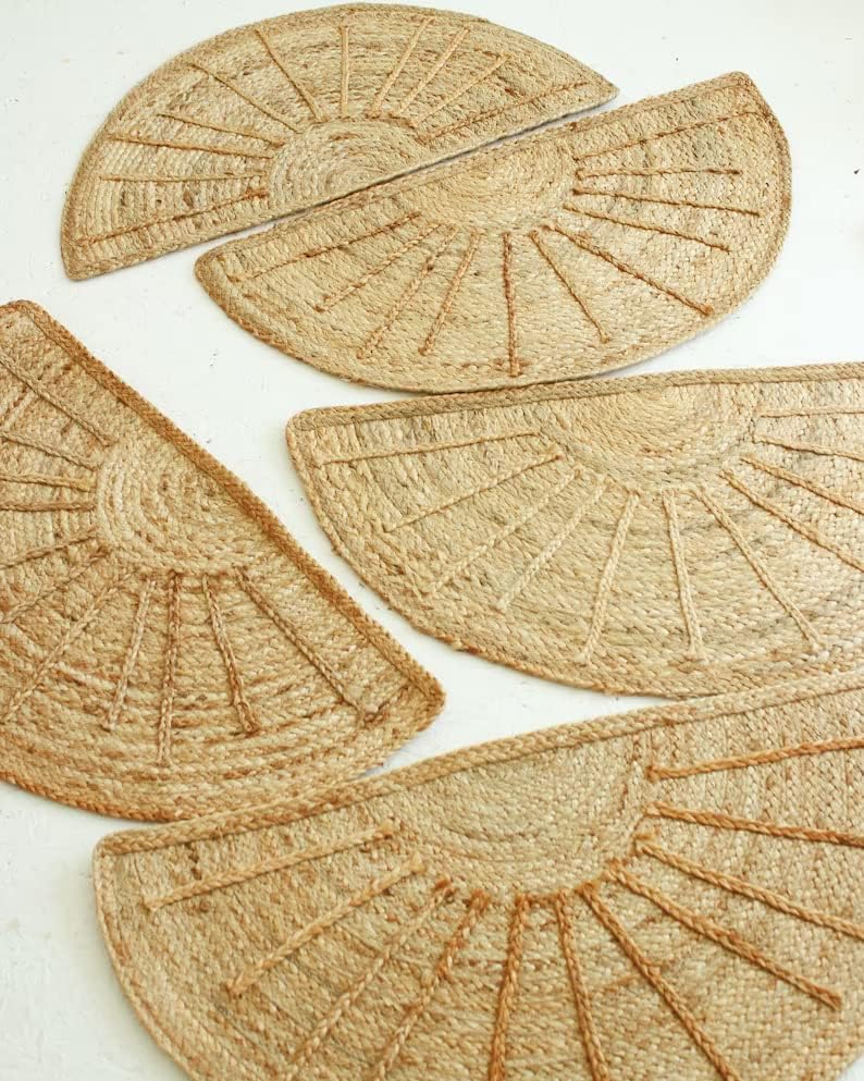 KLAVATE Indian Handmade Natural Jute Front Door Rug Jute Rug Front Door Entry Mat Outside Pathway Patio Stairs Doormat (Beige 3), 16.5 x 33 inches