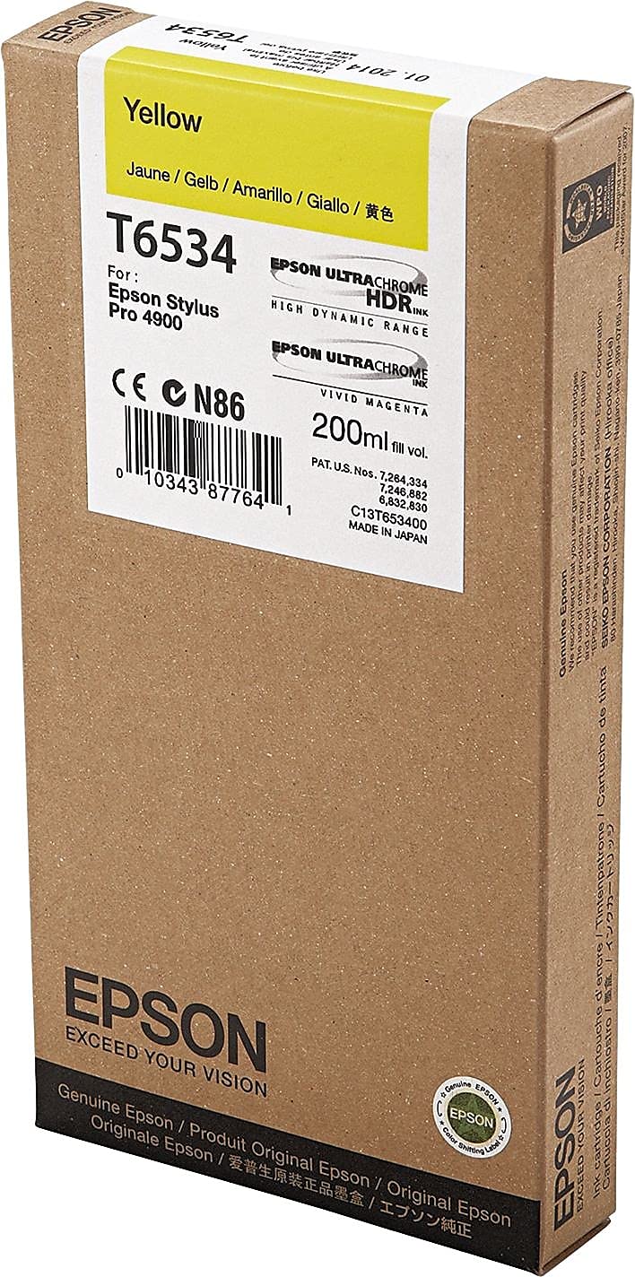 Epson T653400 Ink Cartridge (Yellow) in Retail Packaging