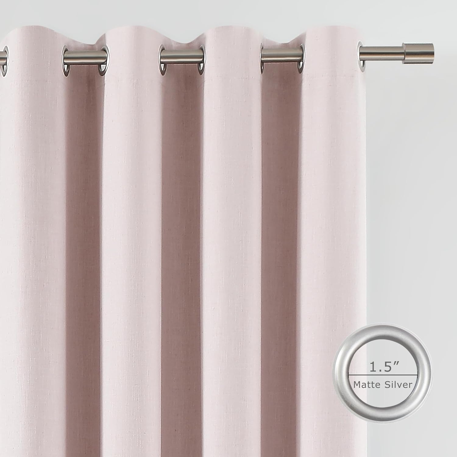Vision Home Pink Linen Full Blackout Curtains Grommet Room Darkening Window Curtains 95 inches Long for Girls Bedroom Living Room Nursery Thermal Insulated Energy Efficient Drapes 2 Panels 58" Wx95 L