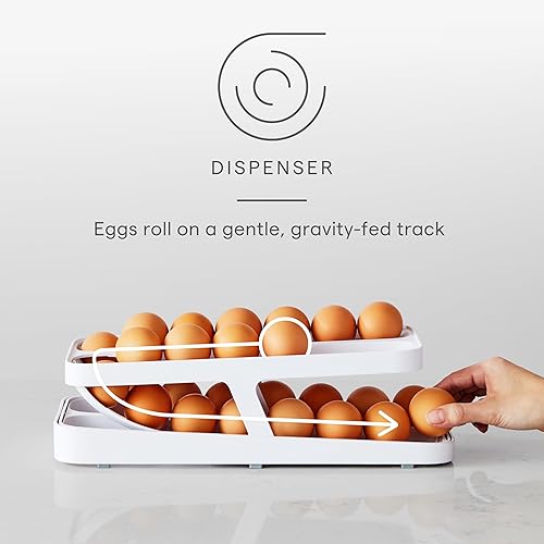 Miniatura 3 de YouCopia RollDown Dispensador de huevos, dispensador de huevos rodantes y organizador para almacenamiento en refrigerador, doble pista