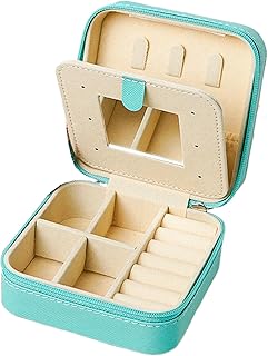 コンパクト ジュエリー 旅行用 収納 ボックス,PUレザー製 ダブルレイヤー 収納オーガナイザー | ネックレス 腕時計 ピアス リング ブレスレット 収納ホルダー - 女性 ガールズ ママ 彼女 アクセサリー 小物 旅行 日常 外出 携帯 収納 ケース プレゼント ギフト