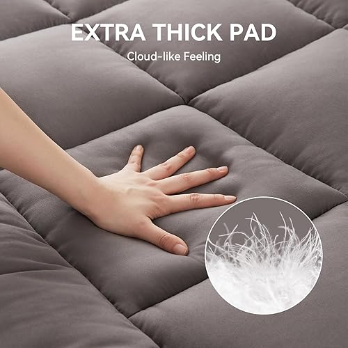 Miniatura 5 de BDEUS Cubrecolchón de espuma viscoelástica de doble capa de 4 pulgadas, tamaño Queen, espuma viscoelástica de gel refrescante de 2 pulgadas más