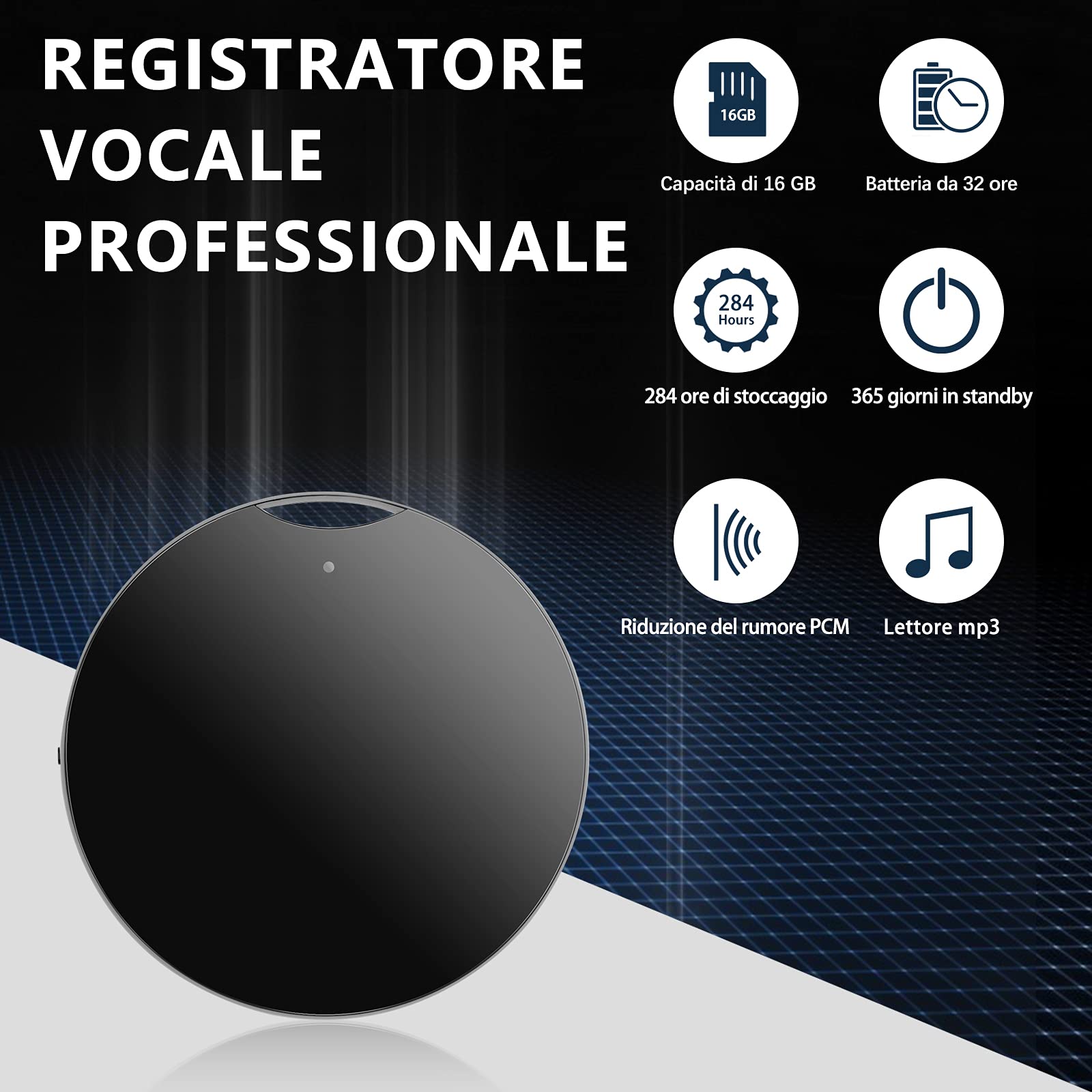 H+Y 16 GB Penna Registratore Vocale Portatile con 192 ORE di Registrazione, Atti